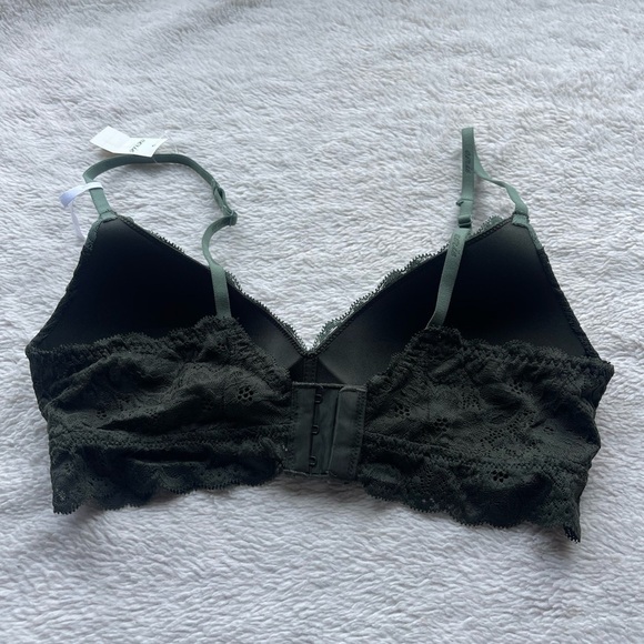 AERIE NWT REAL HAPPY WIRELESS LIGHTLY LINED GREEN LACE BRA - Picture 3 of 9